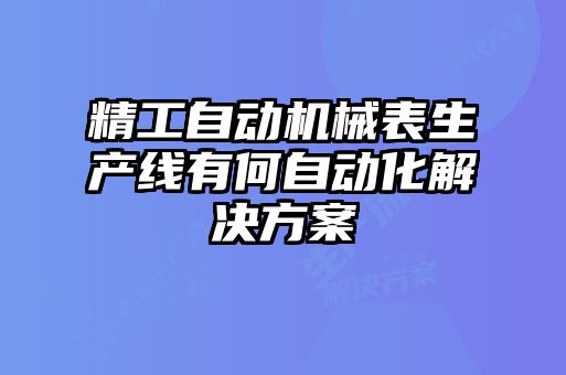 精工自動機械表生產(chǎn)線有何自動化解決方案