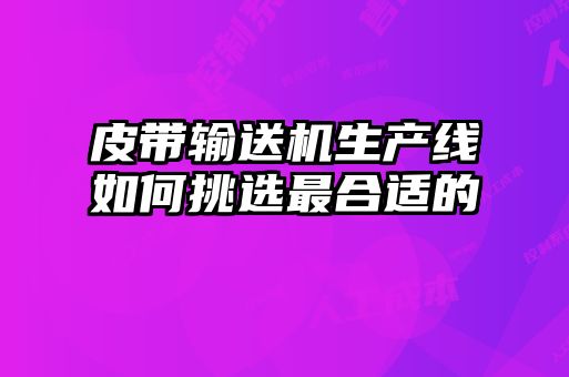 皮帶輸送機生產線如何挑選最合適的