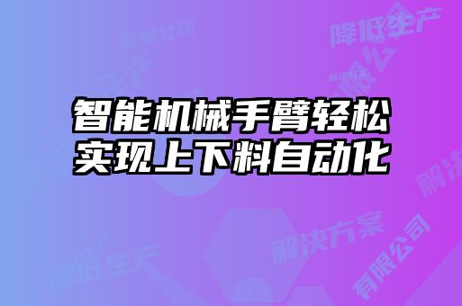 智能機械手臂輕松實現上下料自動化