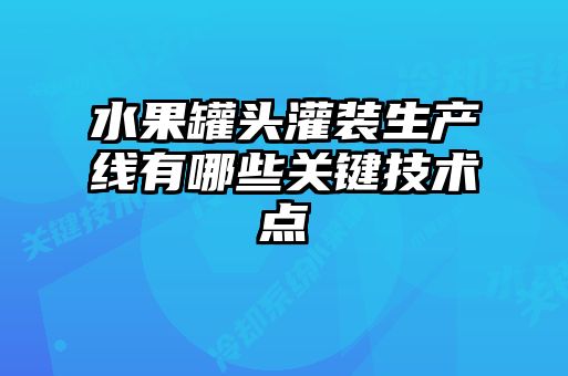 水果罐頭灌裝生產線有哪些關鍵技術點